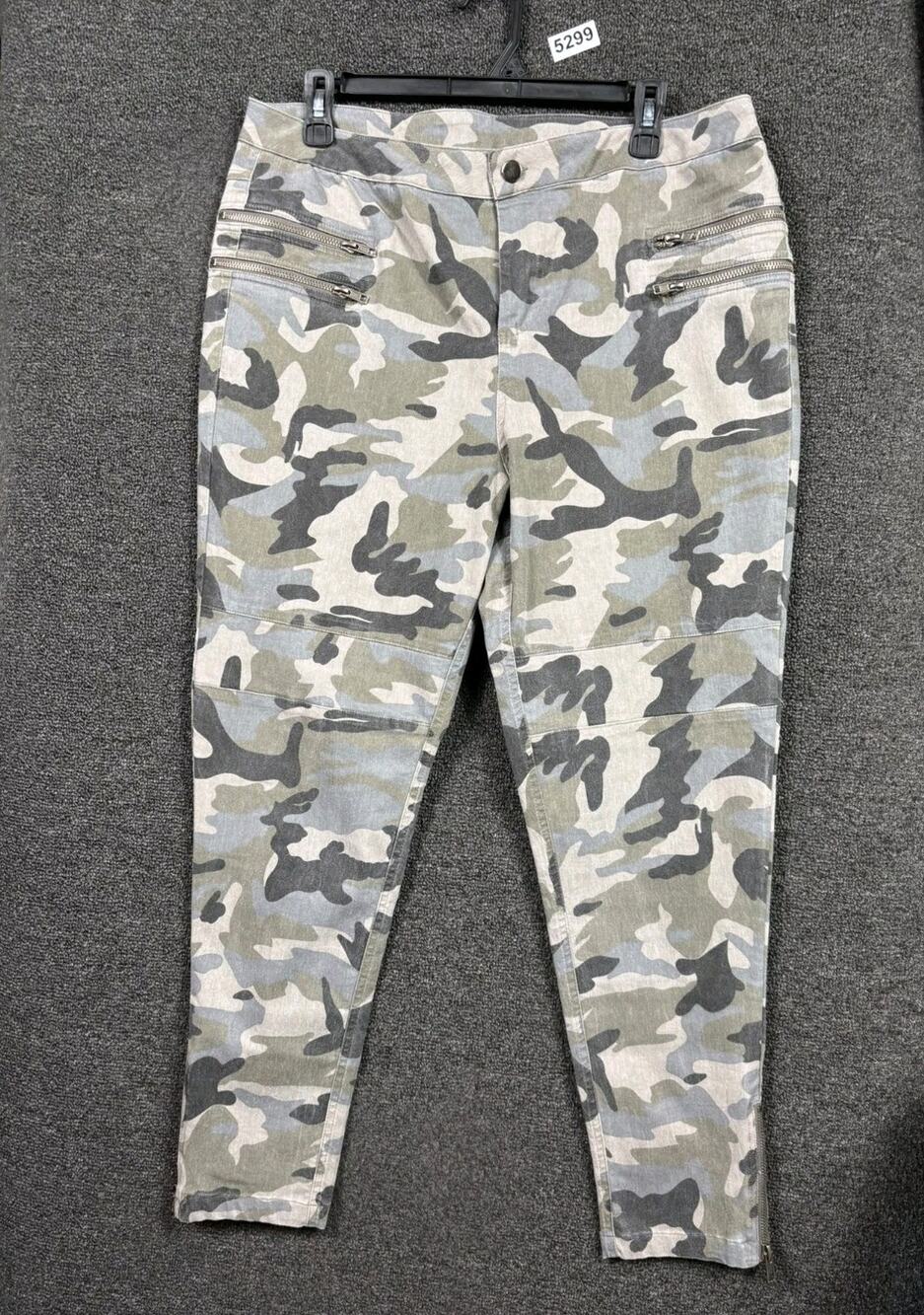 Umgee Skinny Jeans Womens Size 1XL Camo Flat Front Boho Casual Denim Stretch